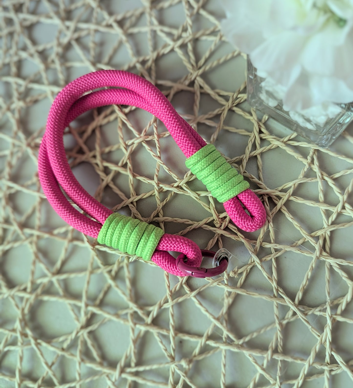 Dark Pink and Light Green Cellphone Strap
