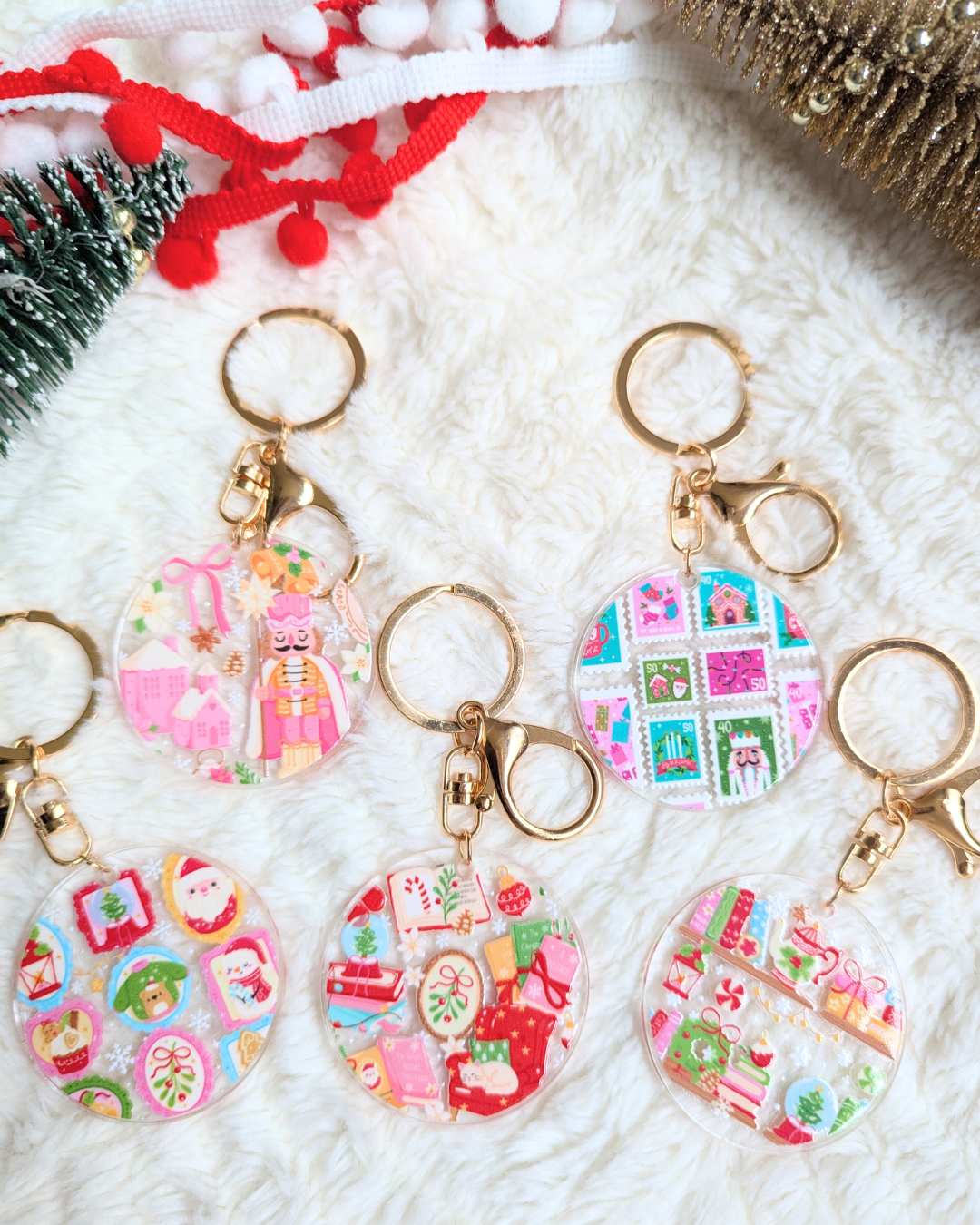 Christmas Bookshelf Keychain / Bag Charm