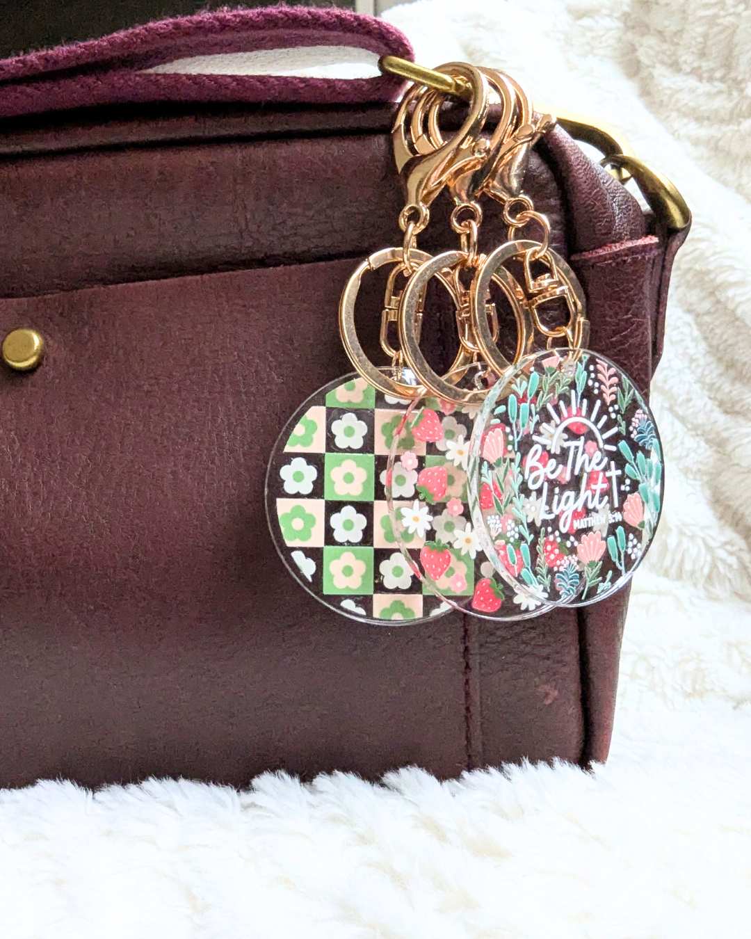 Red Pink Keychain / Bag Charm - With Charms