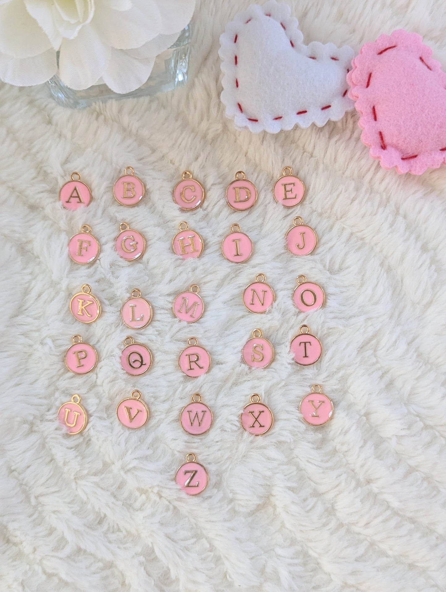 Red Pink Keychain - With Charms