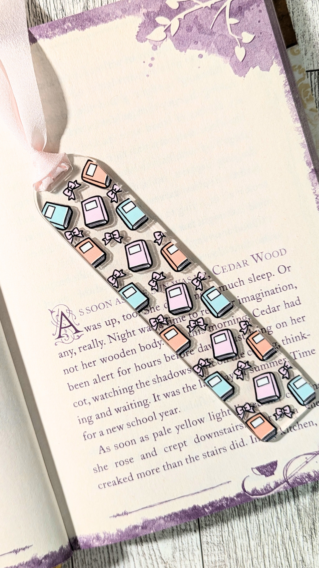 Bows and Books Acrylic Bookmark