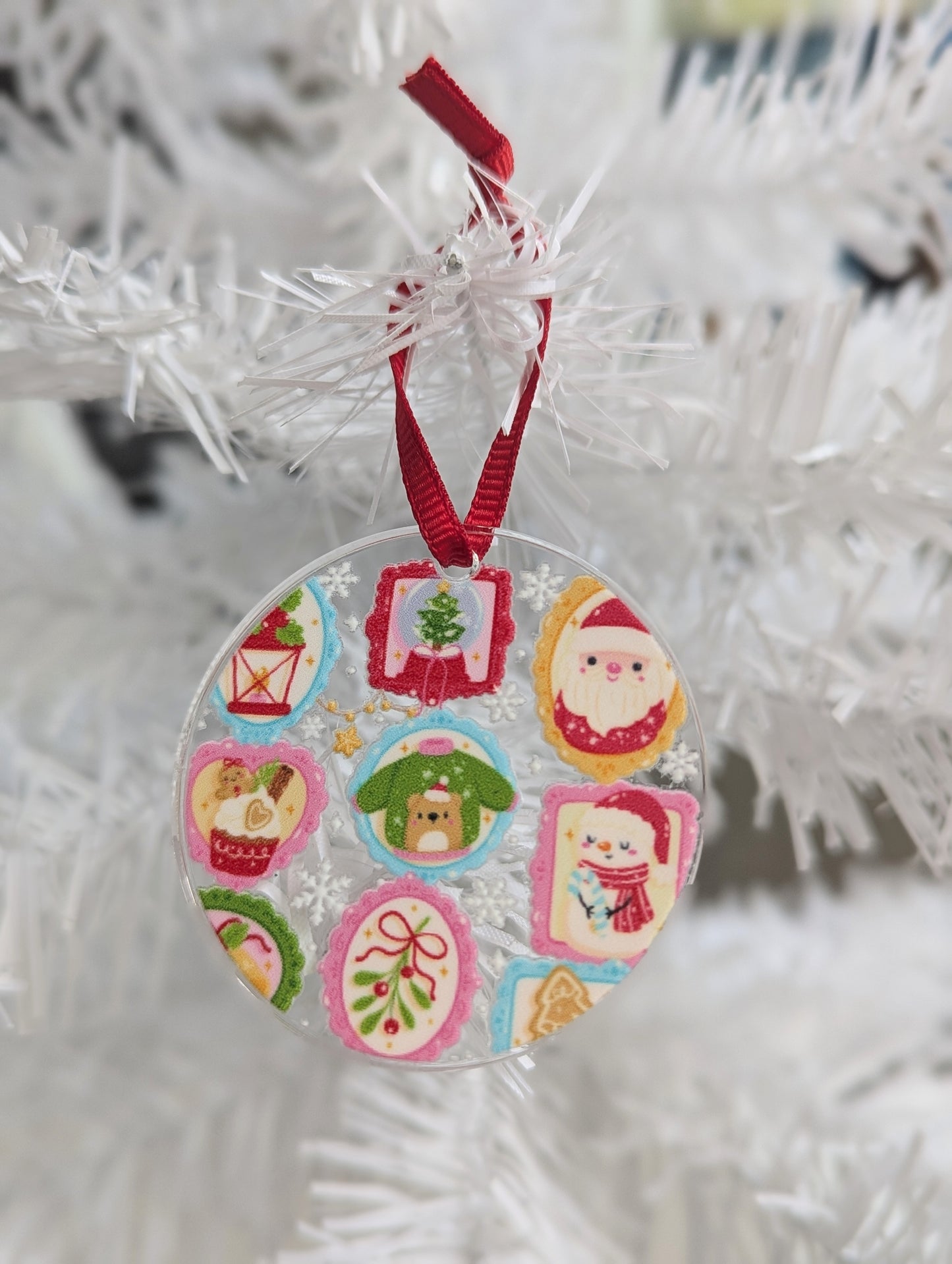 Decorative Christmas ornament with christmas themed designs 