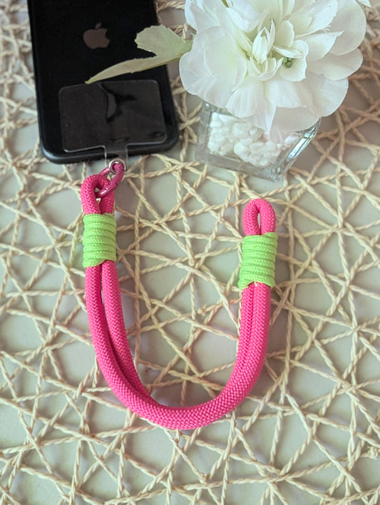 Dark Pink and Light Green Cellphone Strap