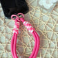 Dark Pink and White Cellphone Strap