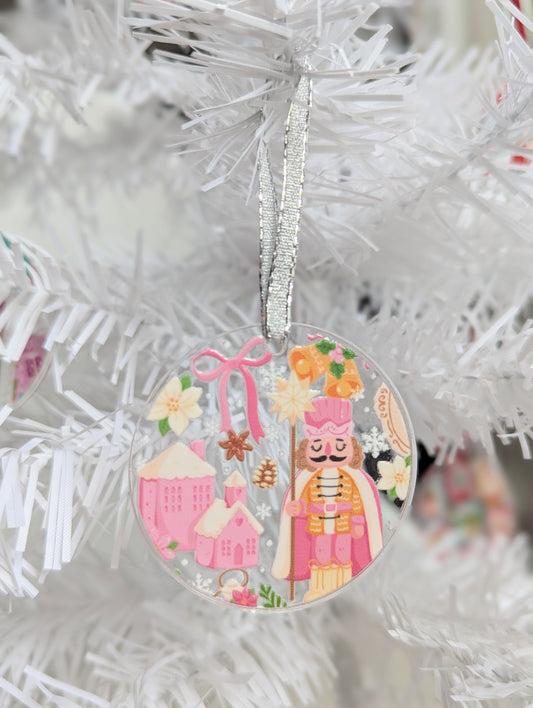 Dreamy Pink Nutcracker Christmas Ornament