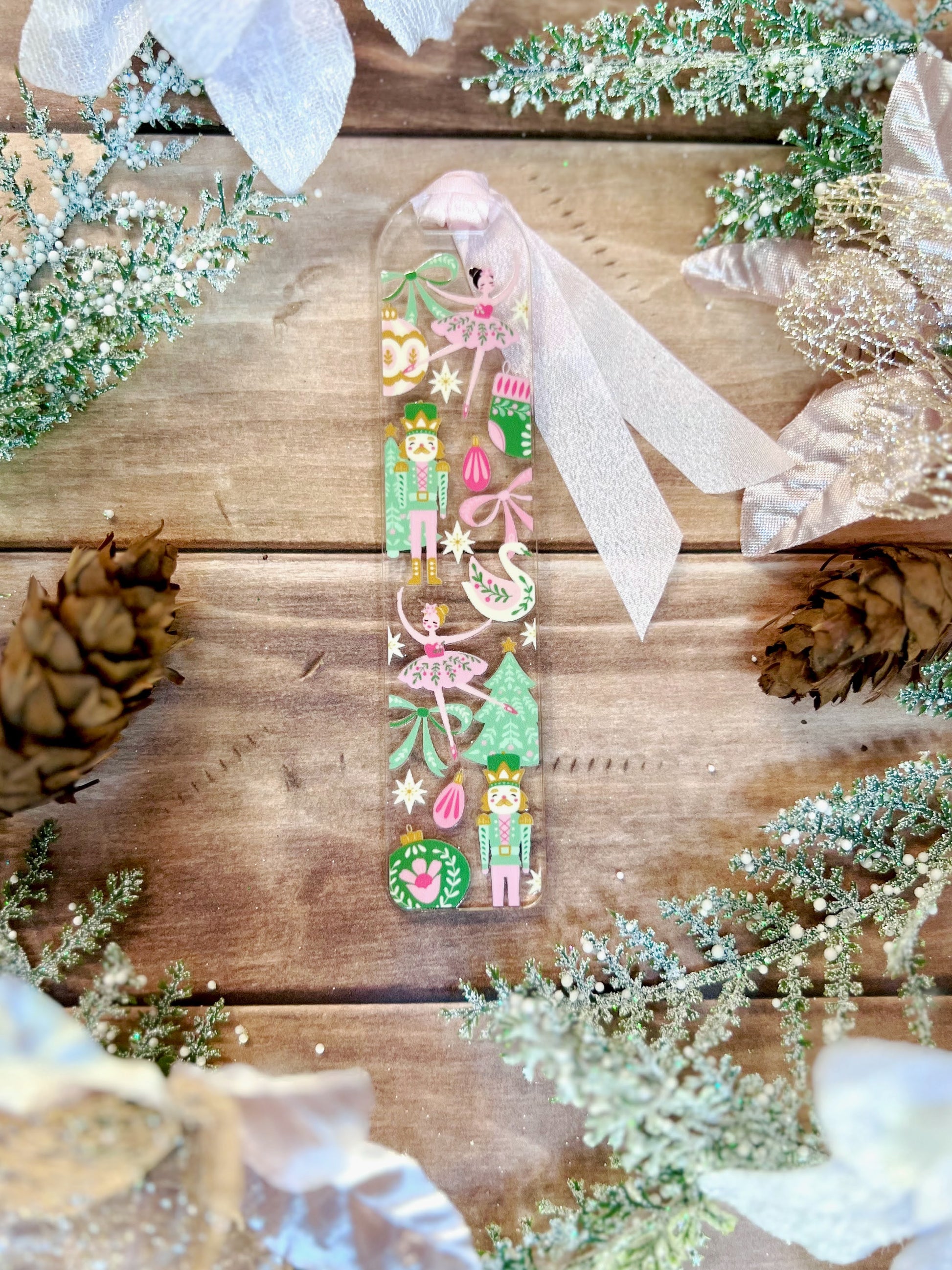 Nutcracker Ballet Bookmark and Pine Cones Holiday