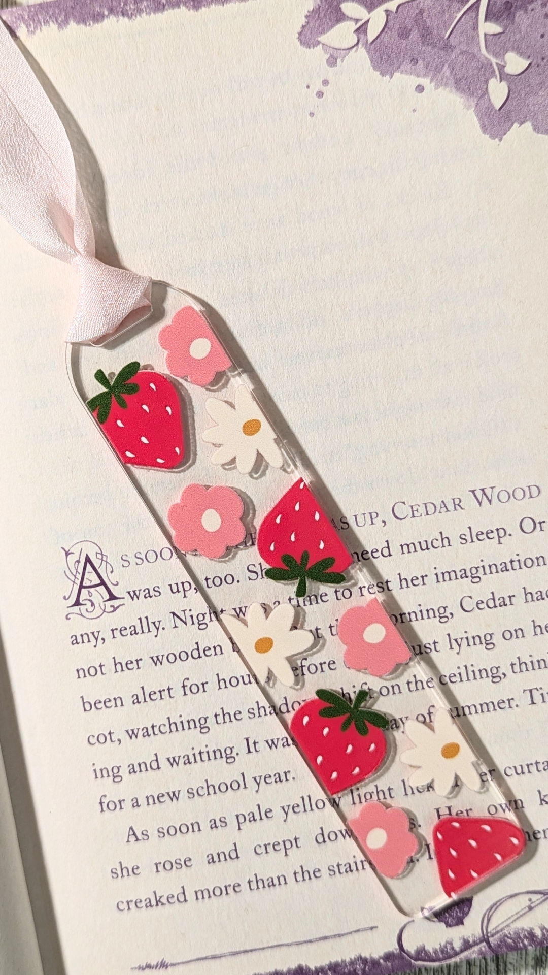 Strawberry Blossom Acrylic Bookmark