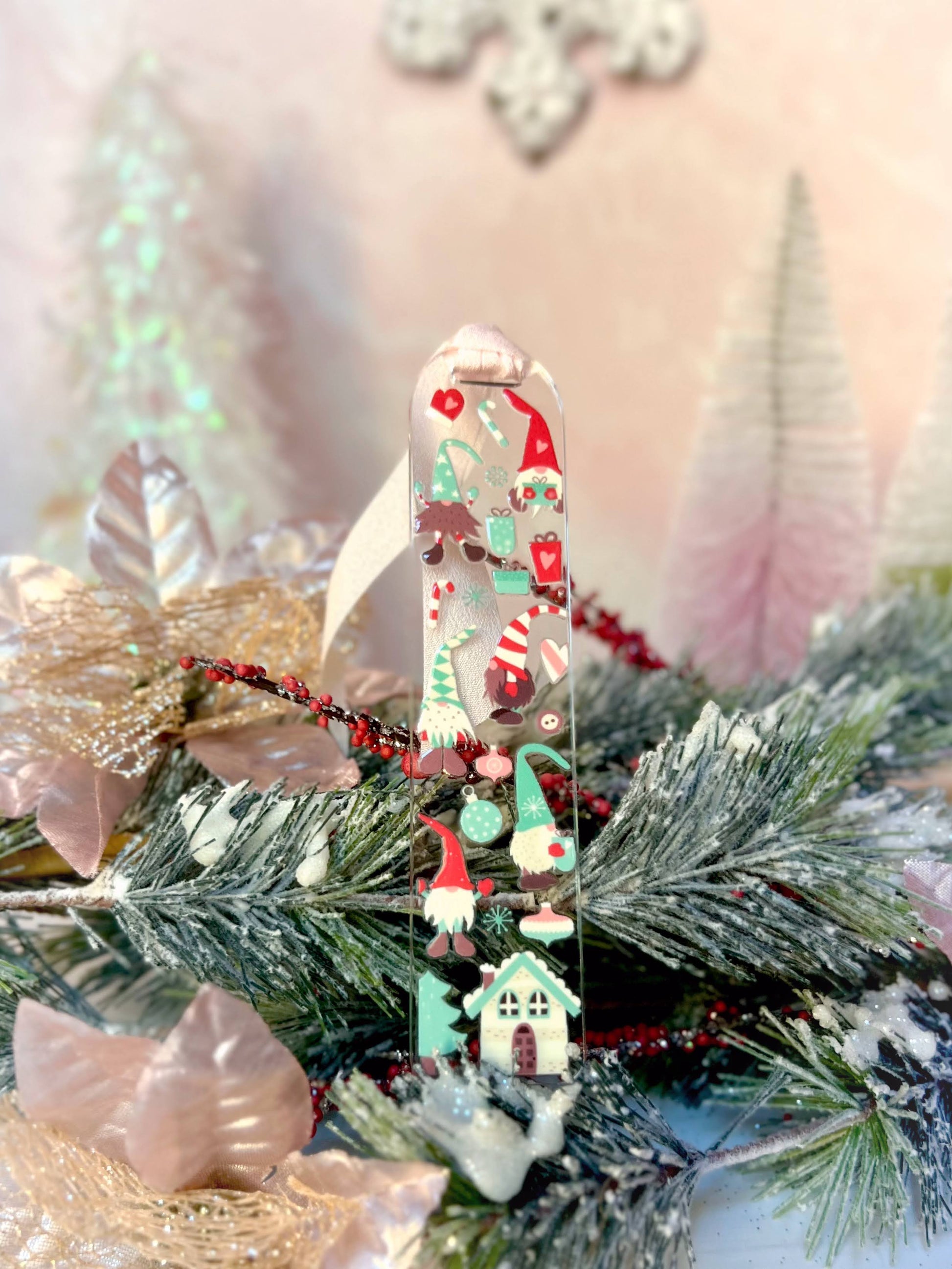 Christmas Gnome Acrylic Bookmark Holiday