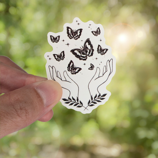 Butterflies in Hand Sticker