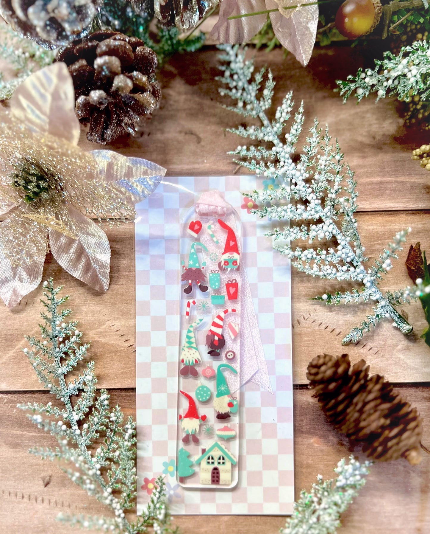 Christmas Gnome Acrylic Bookmark in Packaging 