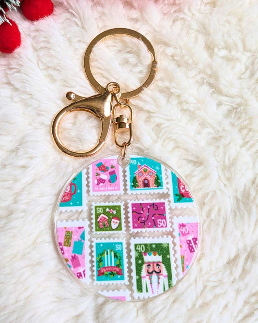 Christmas Stamps Keychain / Bag Charm