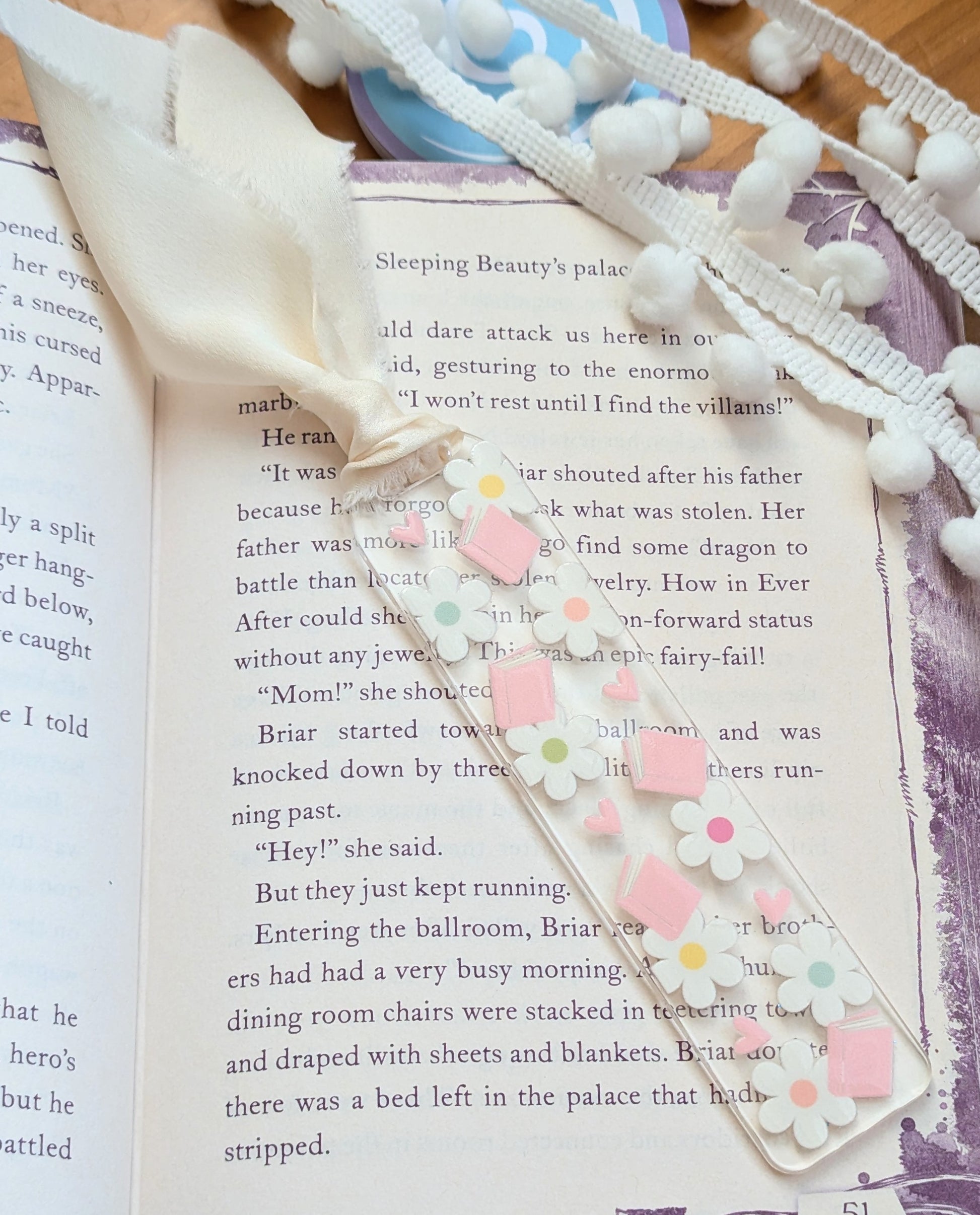 Flowers and Books Acrylic Bookmark