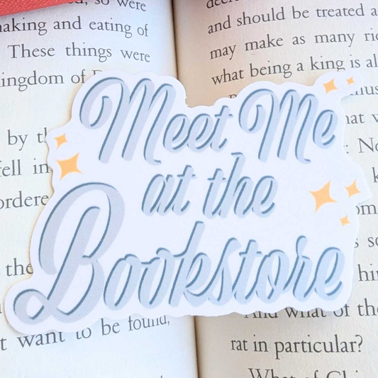 meet me at the bookstore sticker cropped