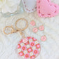 Red Pink Keychain - With Charms