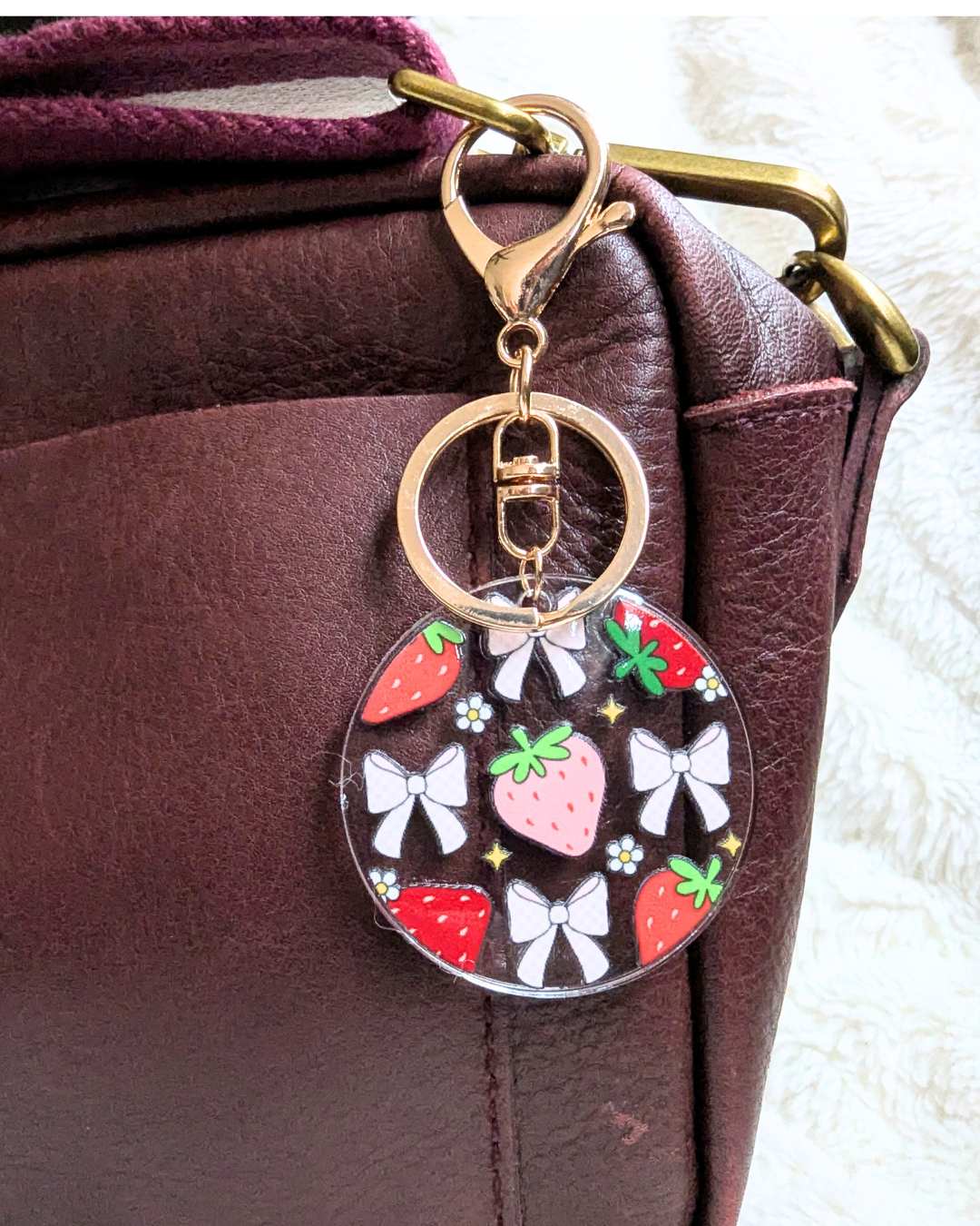 Strawberry and Bows Keychain / Bag Charm