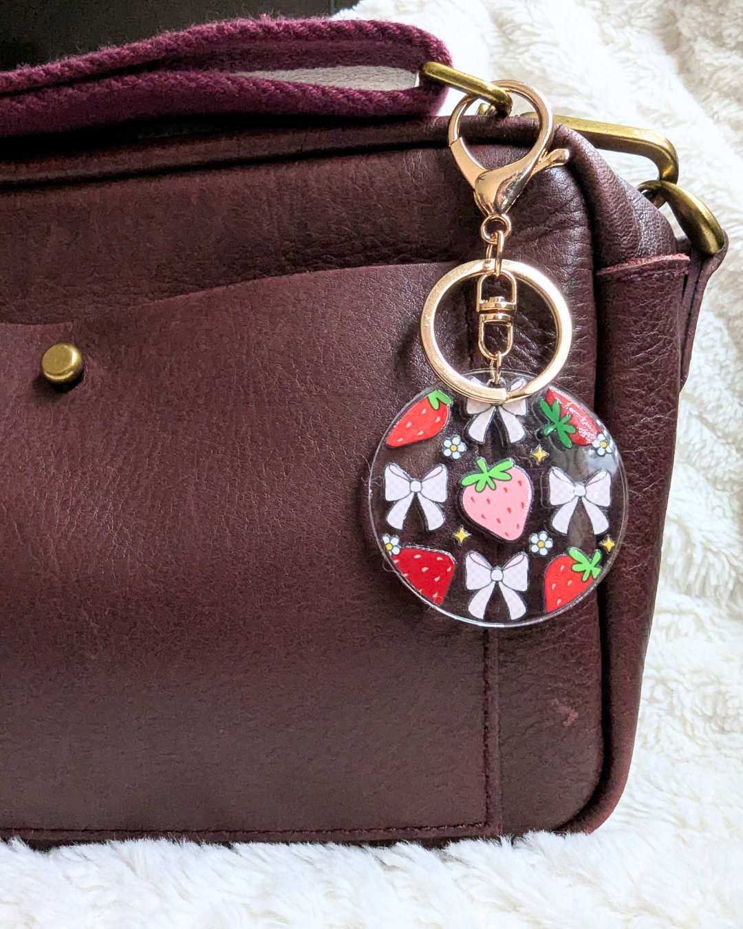 Strawberry and Bows Keychain / Bag Charm
