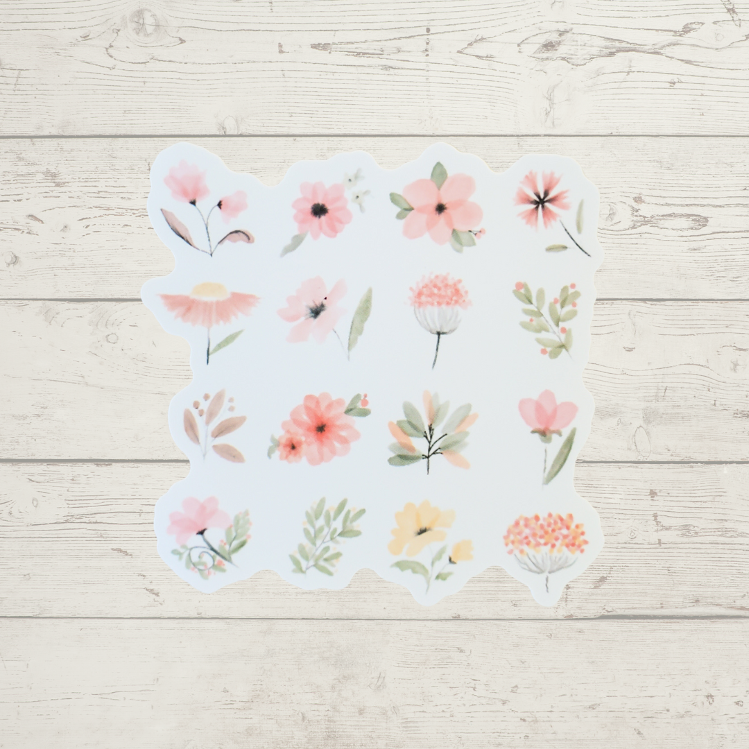 Pink Flowers Set Sticker