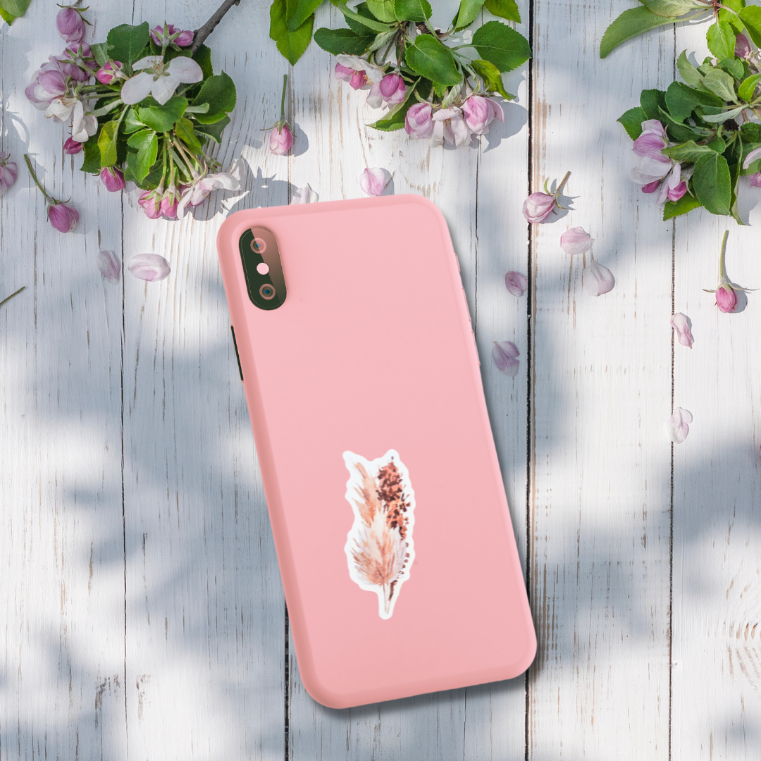 dried pampas sticker on phone case