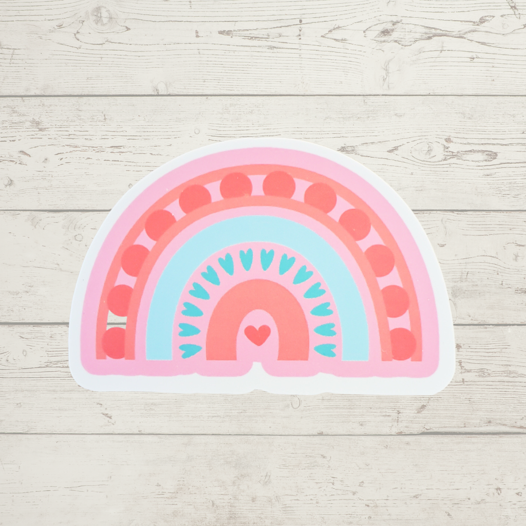 Pink Full of Hearts Rainbow Sticker