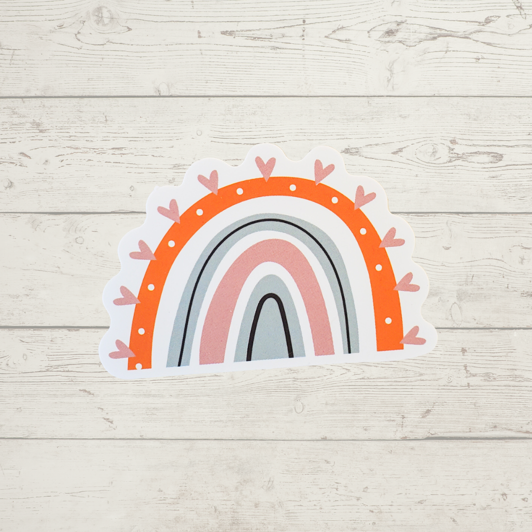 Heart Fringe Rainbow Sticker