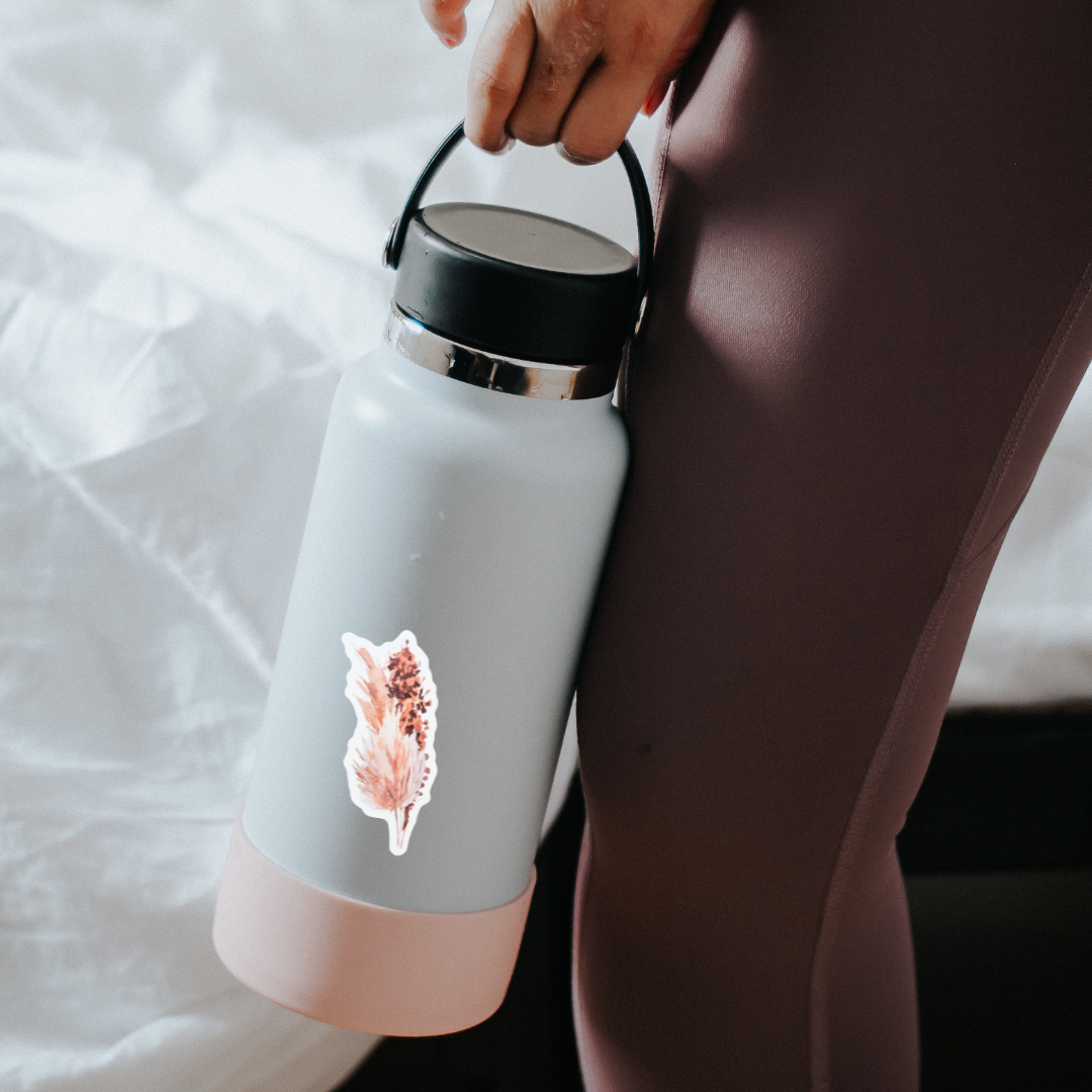 Dried Pampas Sticker On Water bottle