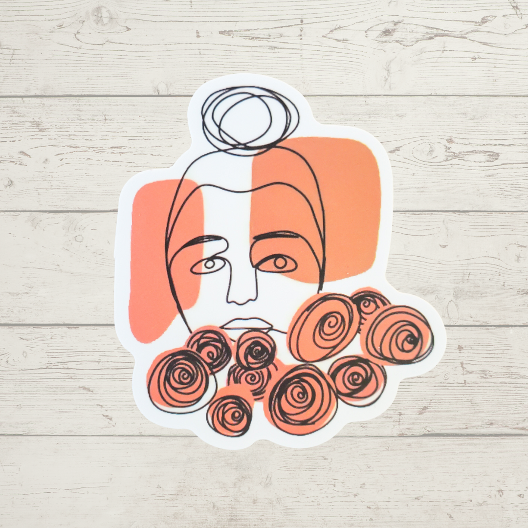 Woman and Her Flowers Sticker